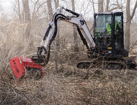 mini excavator with mulching head|mini excavator forestry mulcher.